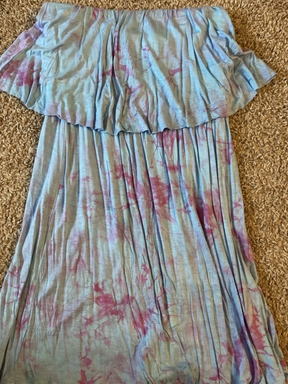 VESTIQUE SIZE MEDIUM M Blue and Purple Tie Dyed Strapless Stress LOT5744